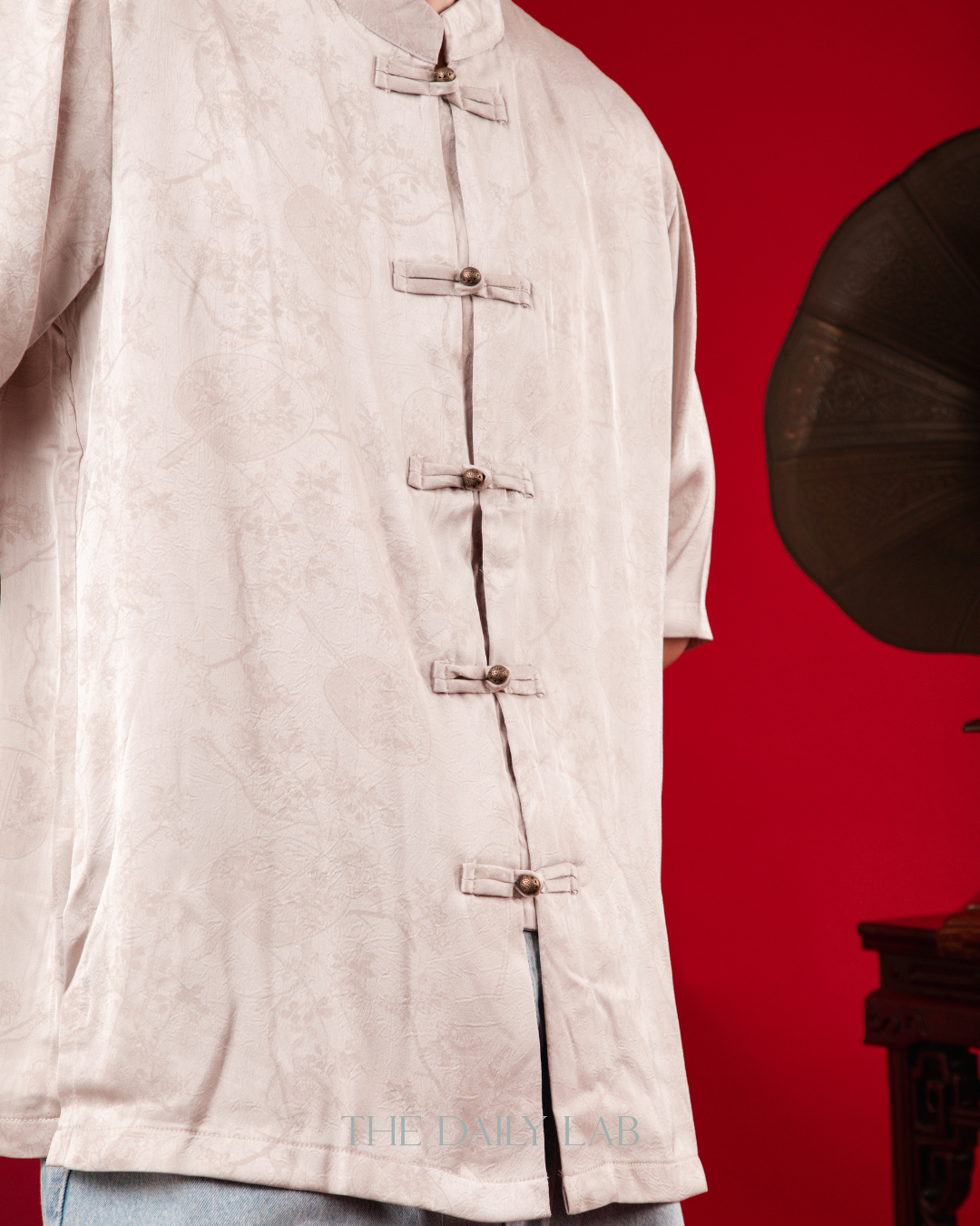 Ice Silk Mandarin Shirt in Mocha