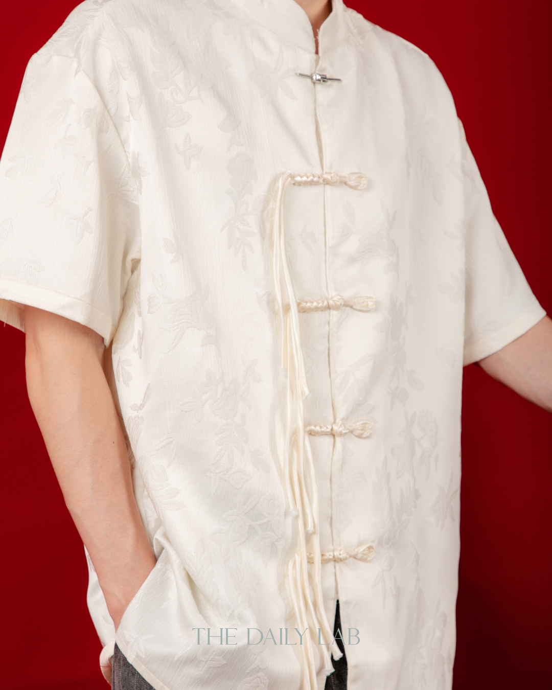 Ivory Floral Tang Oversized Shirt