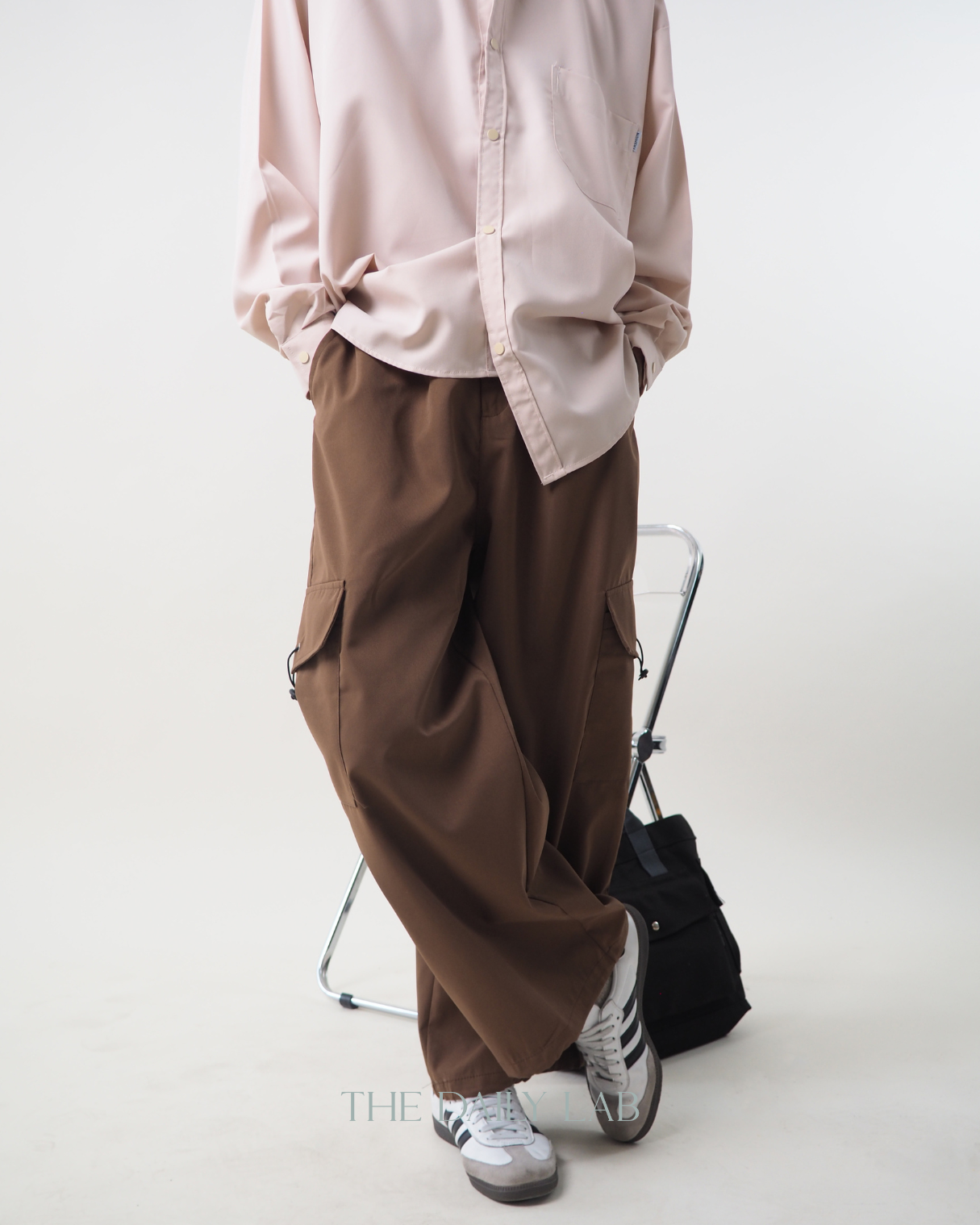 Buttoned Cargo Slacks in Brown