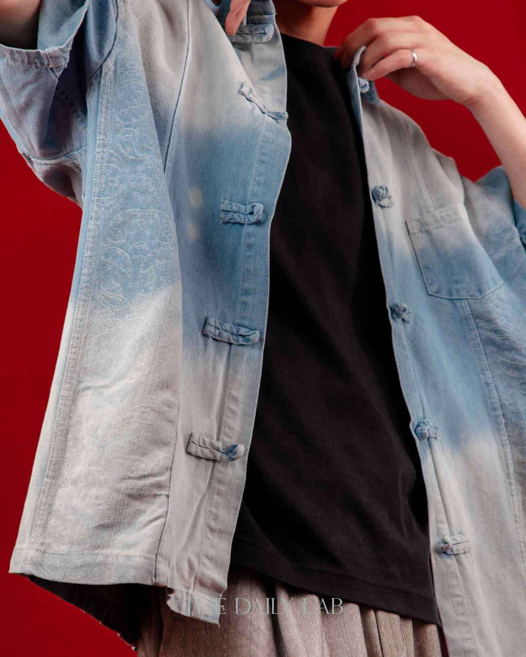 Chinese Style Denim Short Sleeve