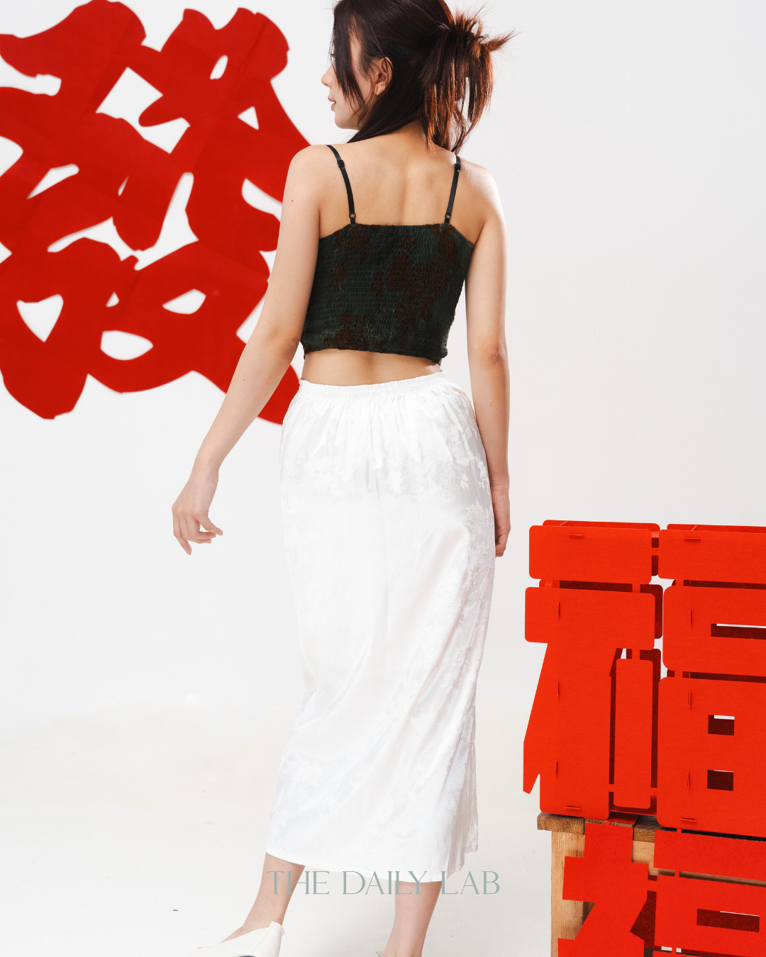 Pankou Jacquard Skirt in White