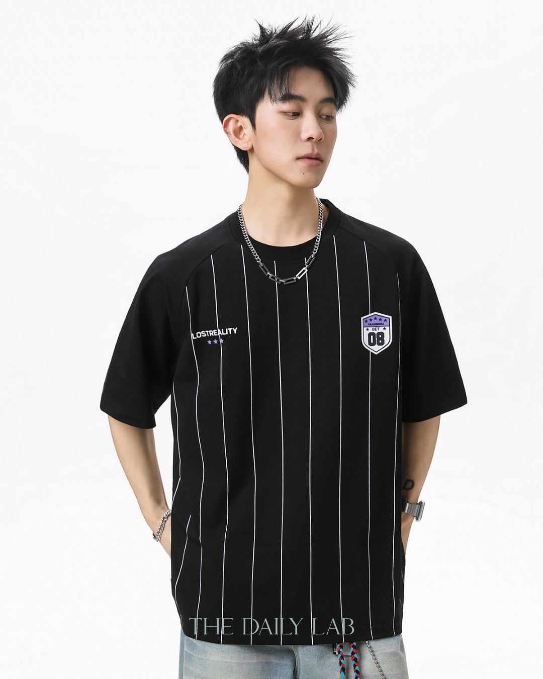 American Stripe Graphic Tee in Black