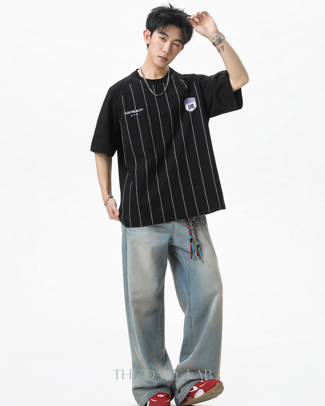 American Stripe Graphic Tee in Black