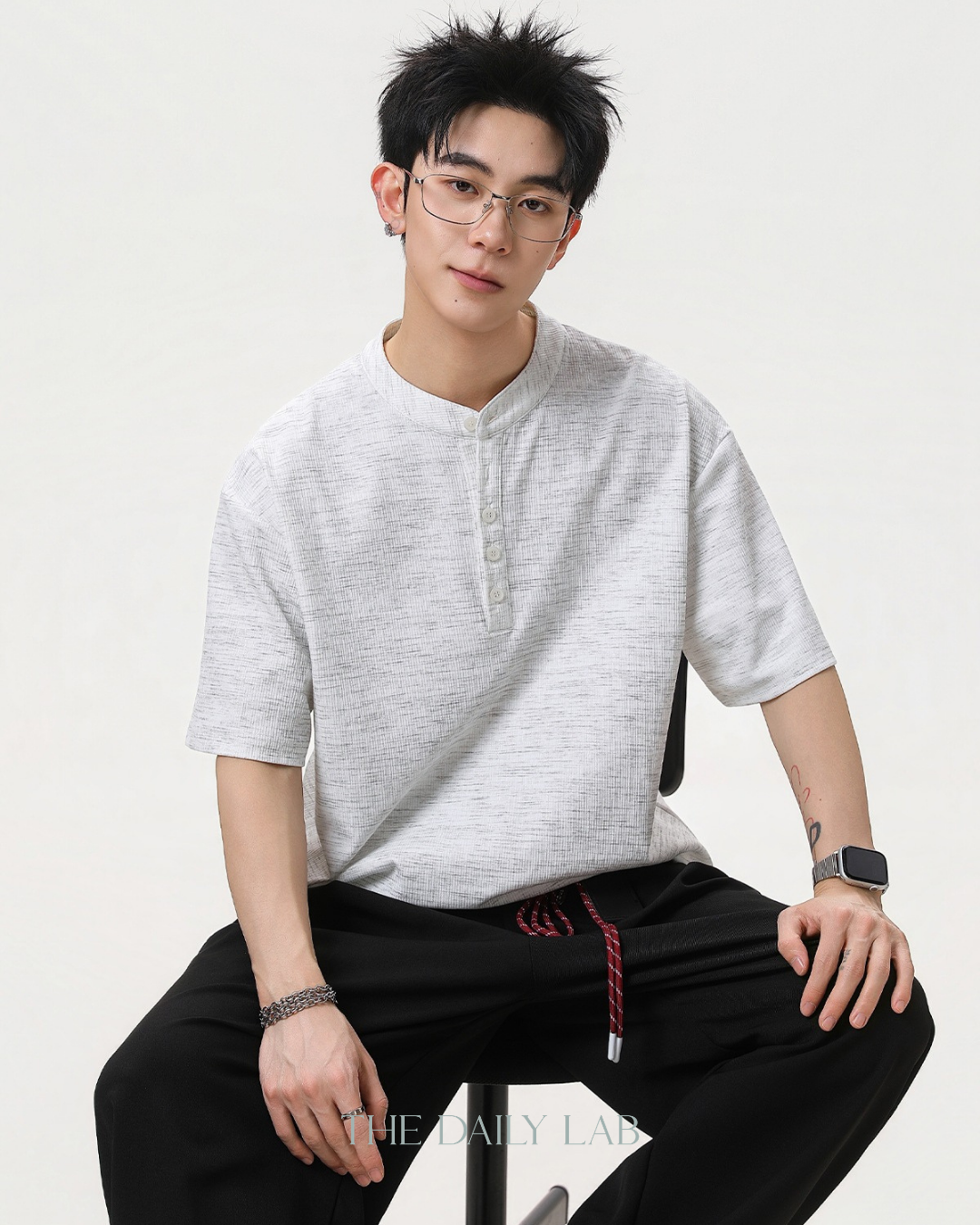 Henley Neck Tee in White
