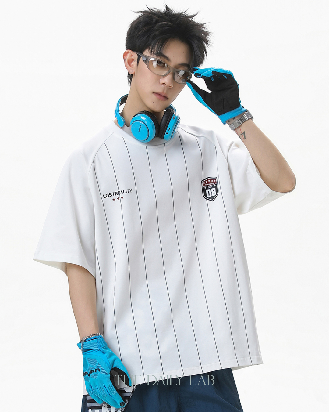 American Stripe Graphic Tee in White