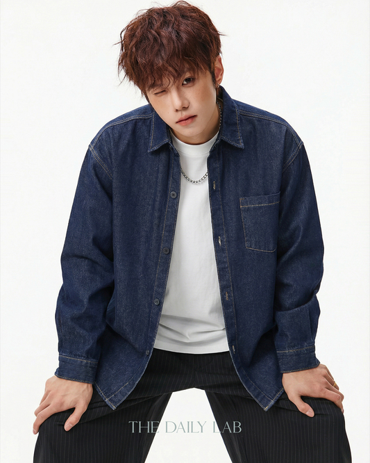 Denim Core Shirt Jacket in Vintage Blue