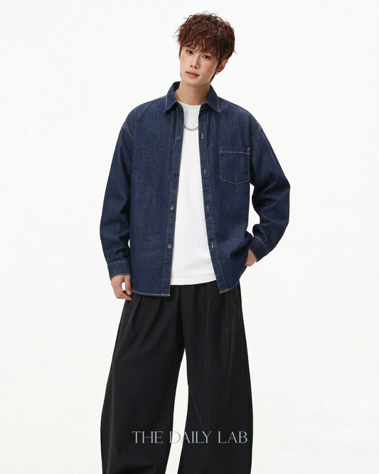 Denim Core Shirt Jacket in Vintage Blue