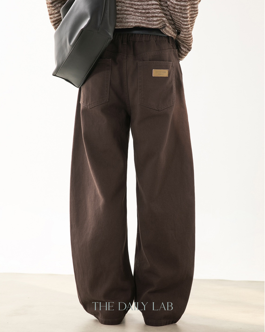Barrel Leg Casual Pants in Brown