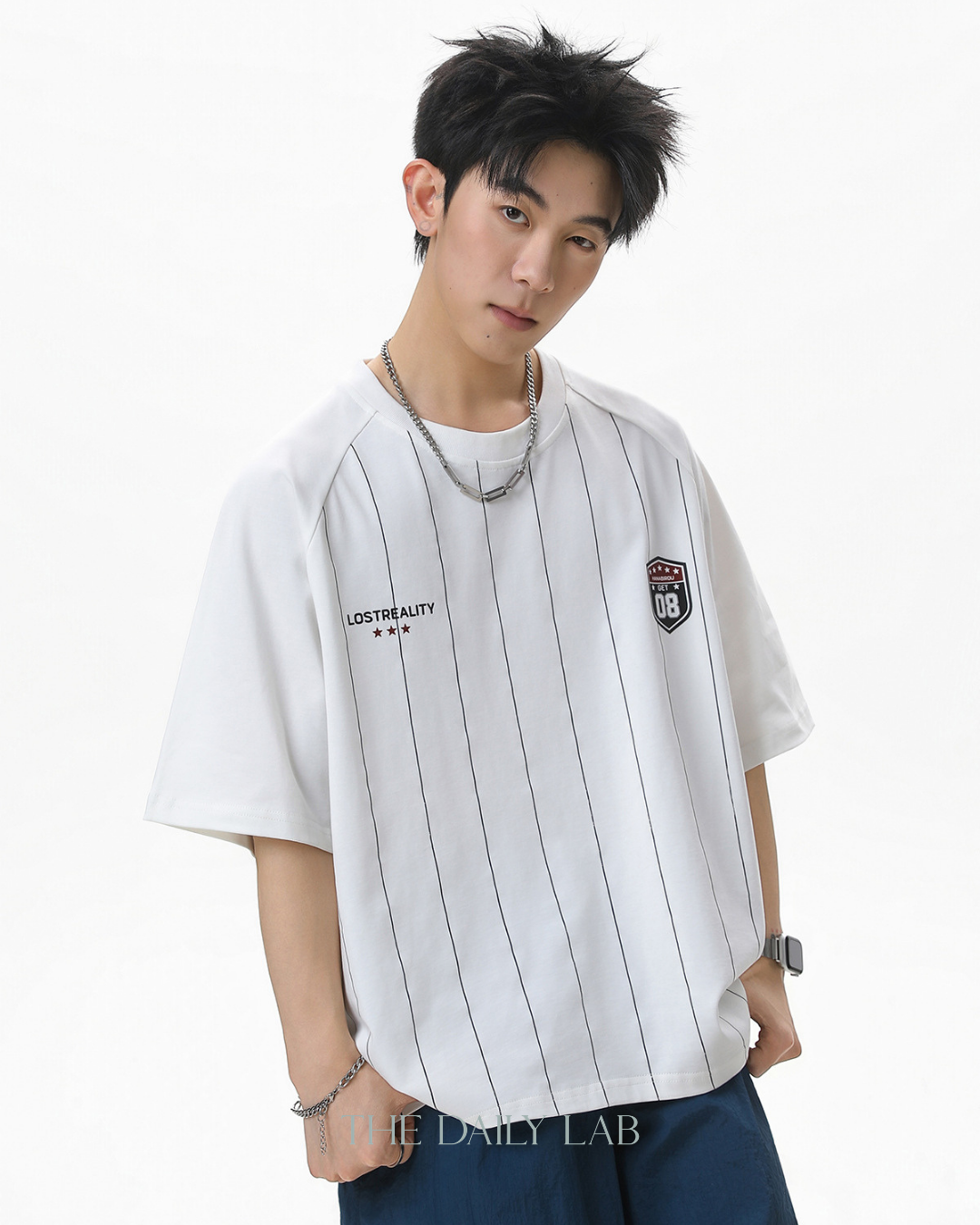 American Stripe Graphic Tee in White