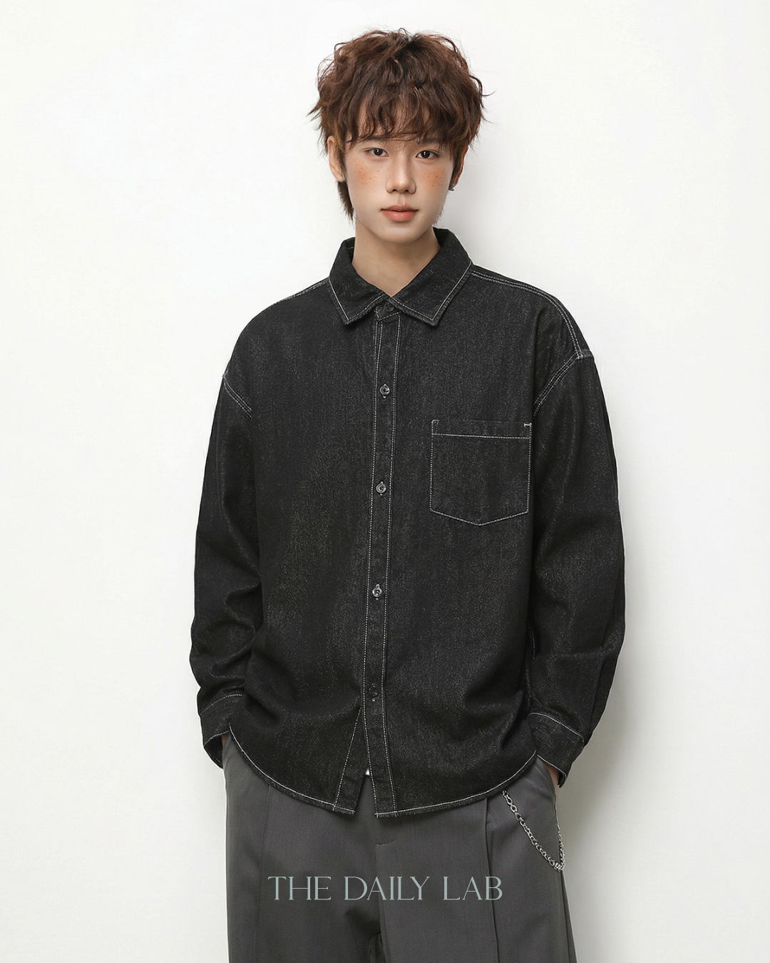 Denim Core Shirt Jacket in Black