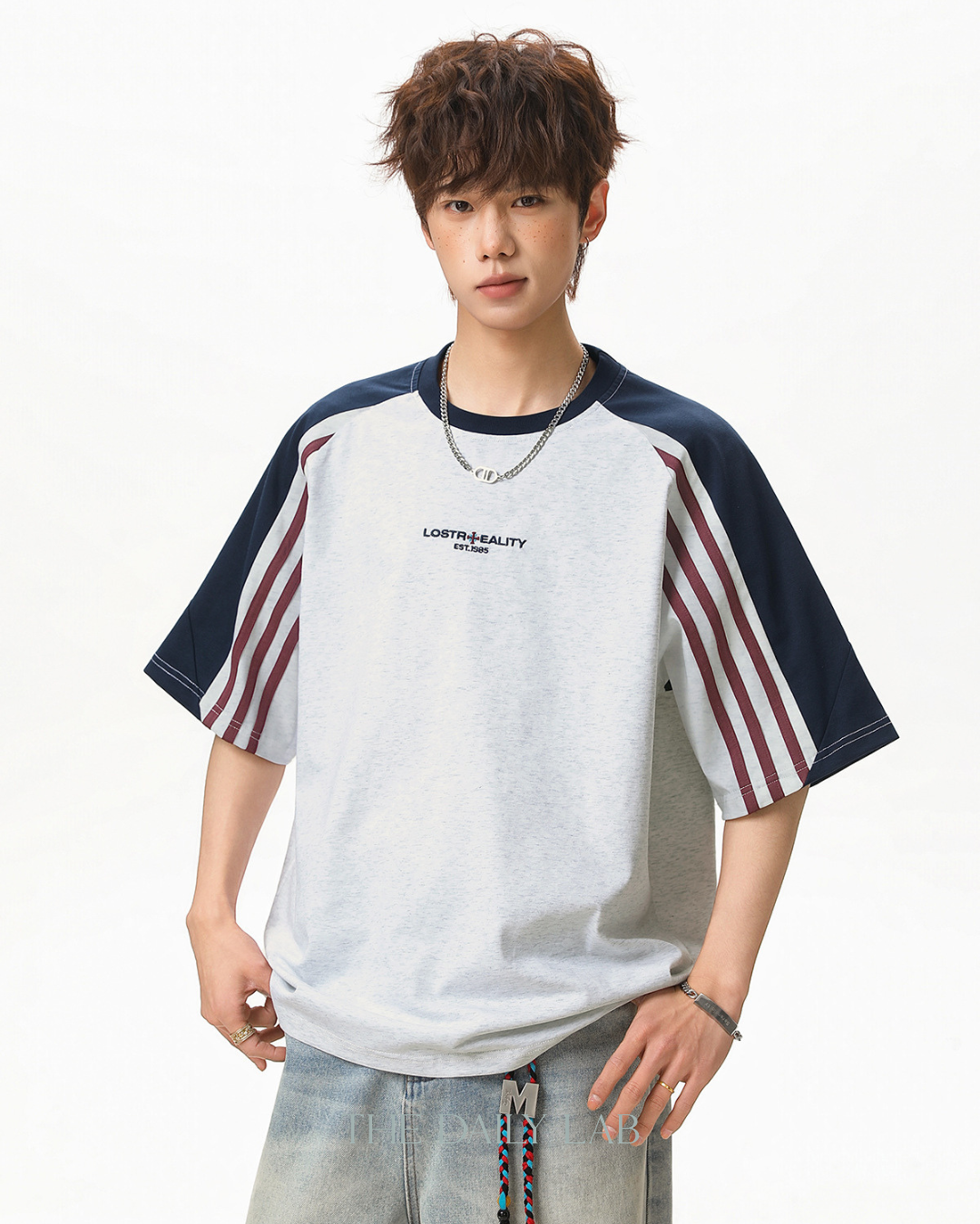 Lost Reality Vintage Raglan Tee in Grey