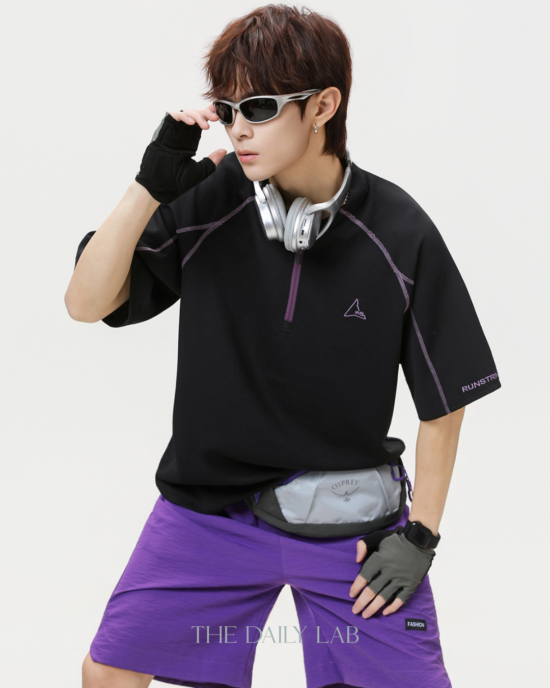 Active Cool Half-Zip Tee in Black
