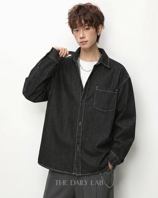 Denim Core Shirt Jacket in Black