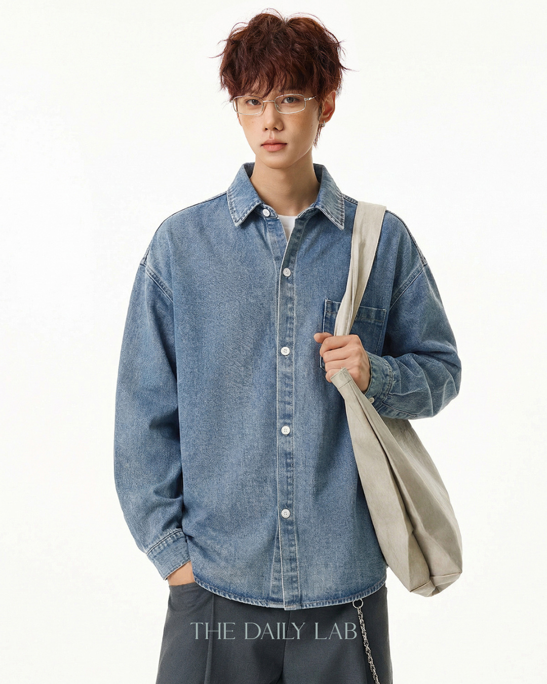 Denim Core Shirt Jacket in Wash Blue