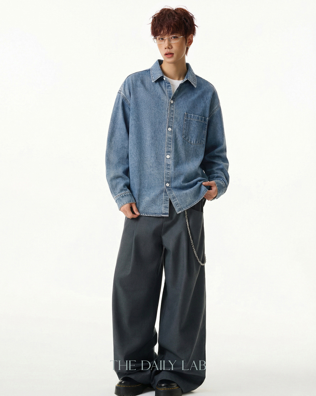 Denim Core Shirt Jacket in Wash Blue