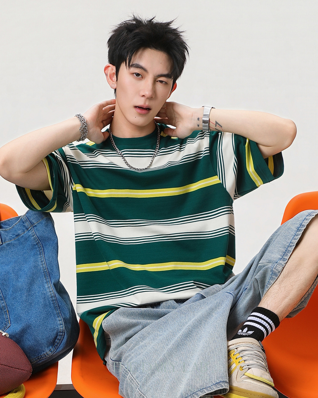 Vintage Stripe Graphic Tee in Green