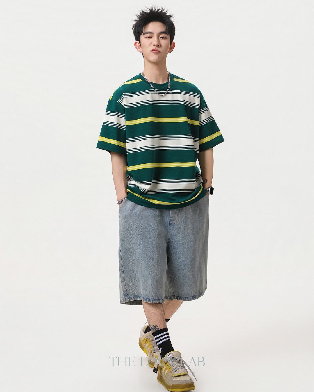 Vintage Stripe Graphic Tee in Green