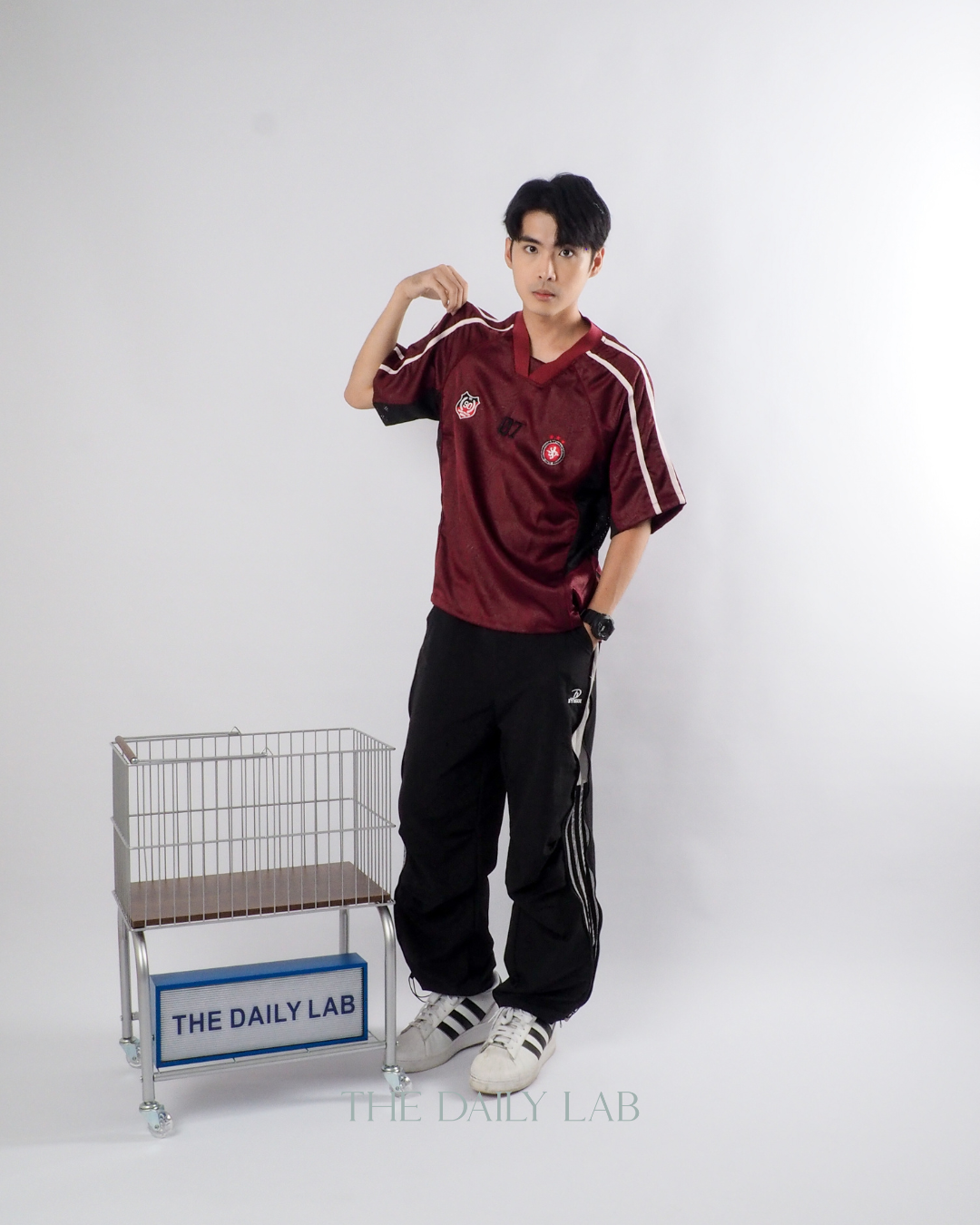 American Vintage Football Tee in Maroon