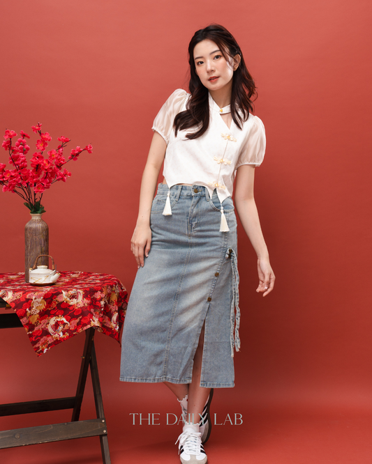 Vintage Puff Sleeve Qipao Top