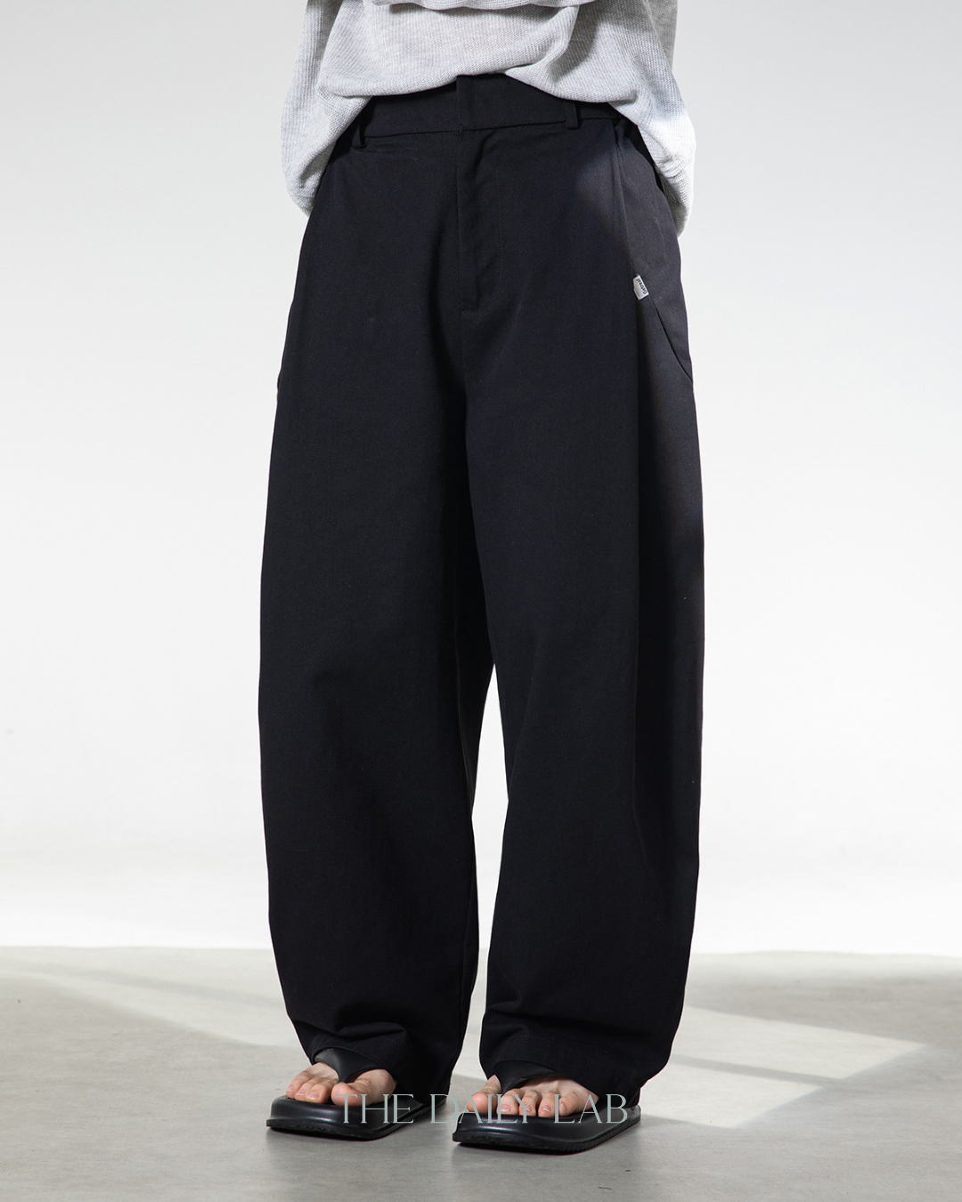 Side Pleat Wide Leg Pants Black