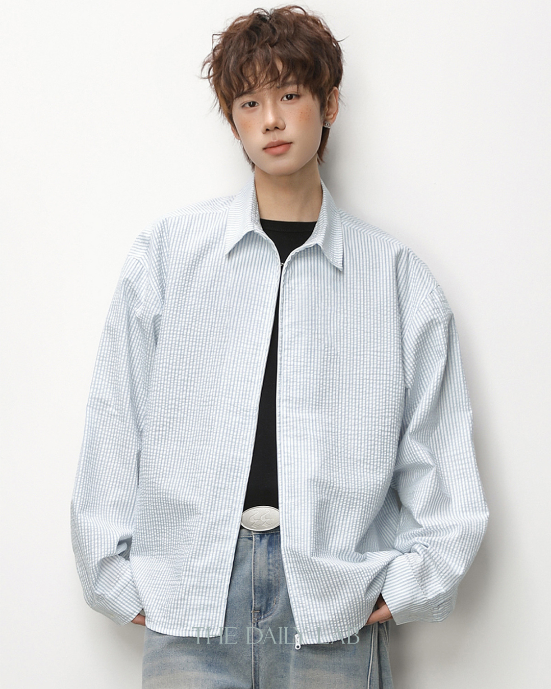 Vertical Stripe Zip Jacket in White