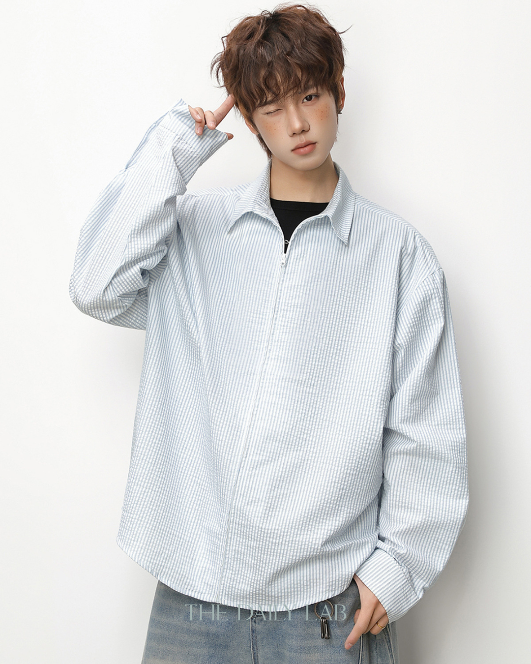 Vertical Stripe Zip Jacket in White