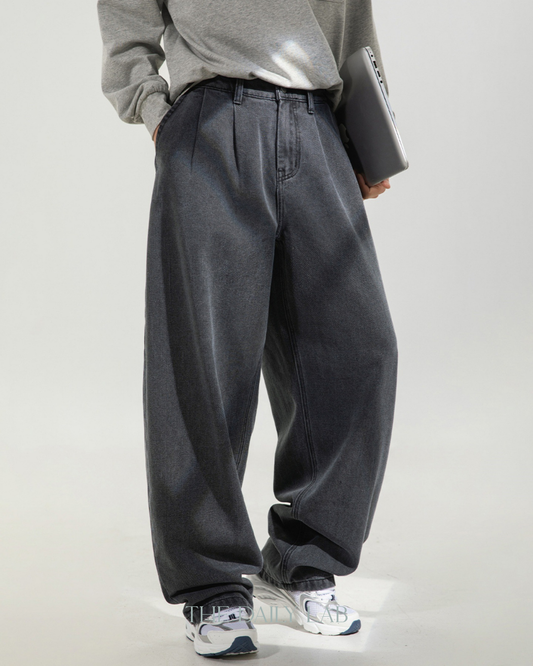 Vintage Fade Baggy Denim in Grey