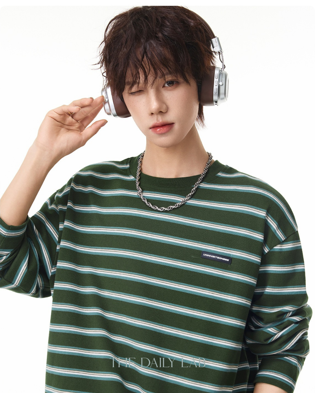 Vintage Stripe Oversized Sweatshirt in Green