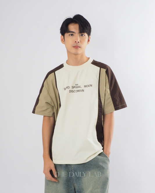 Outdoor Techwear Colorblock T-Shirt in Brown