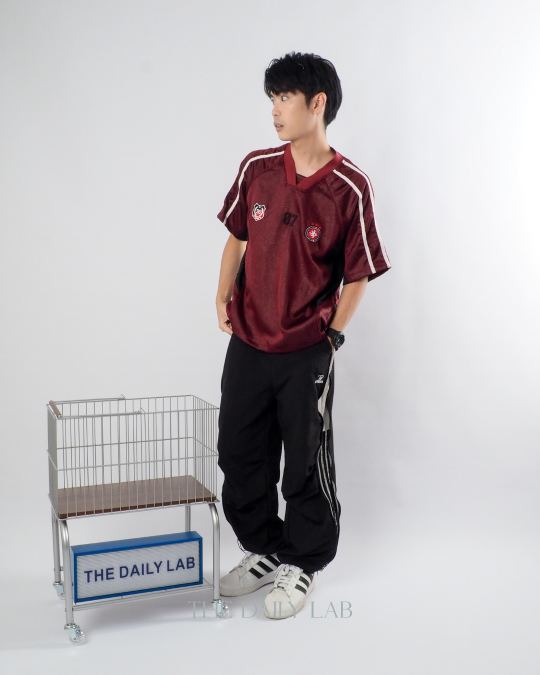 American Vintage Football Tee in Maroon