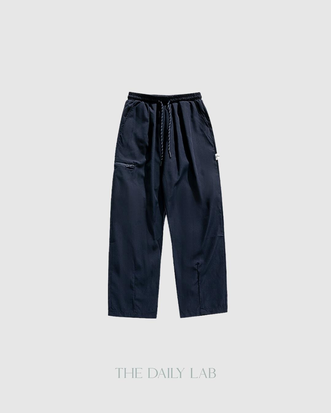 Side Zipper Pocket Utility Long Pants in Blue