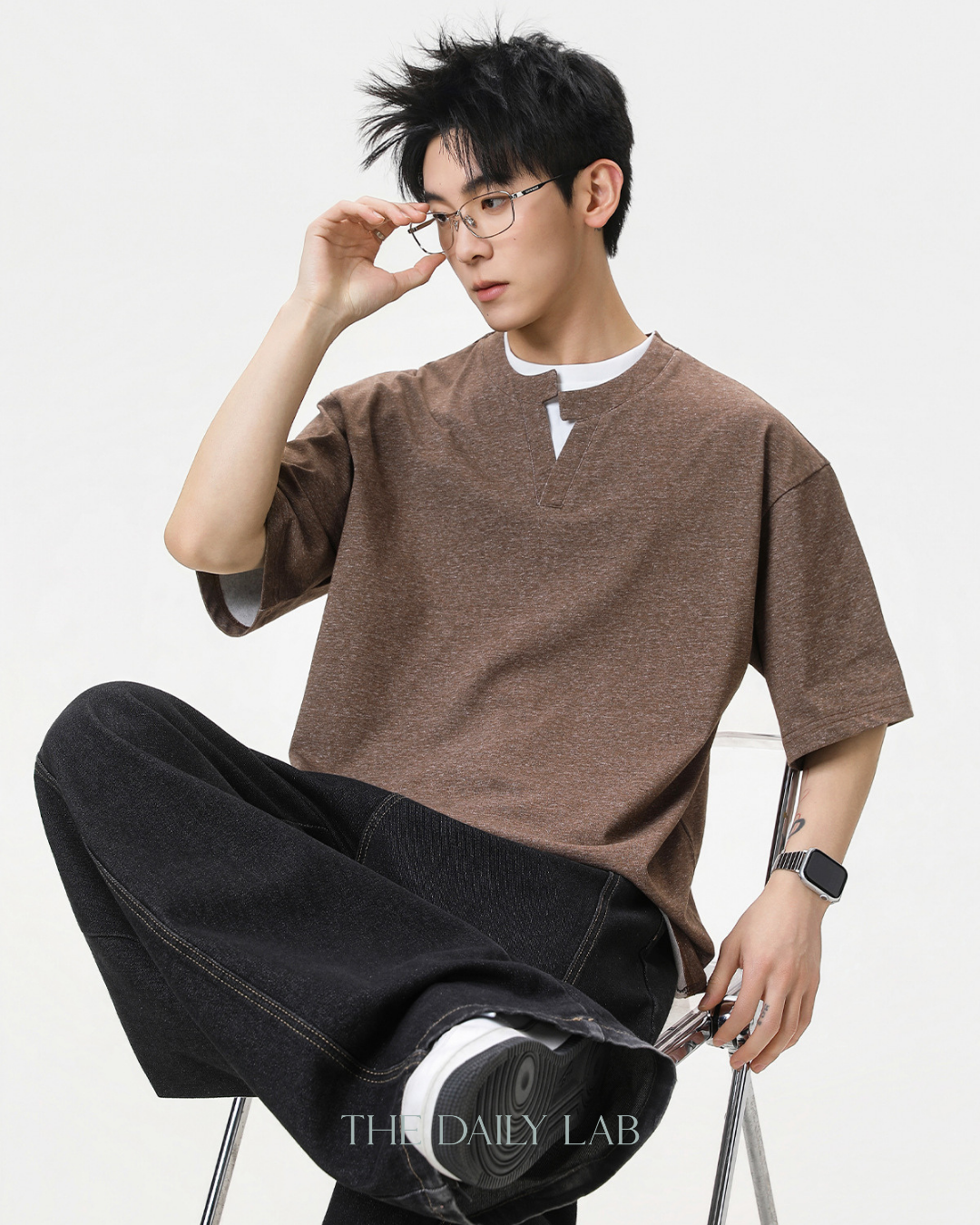 Apex Layered Tee in Brown