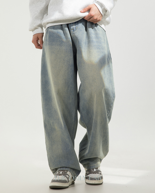 Vintage Fade Baggy Denim in Blue