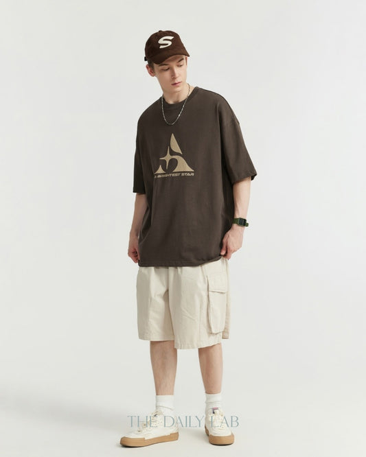 A Brightest Star Oversized Tee in Brown