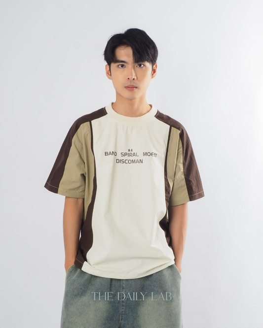Outdoor Techwear Colorblock T-Shirt in Brown