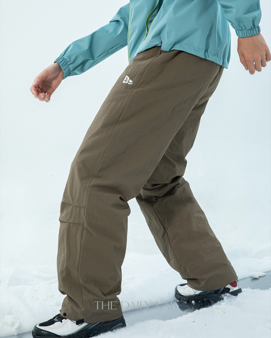 Thickened Cotton Casual Long Pants in Grey Khaki