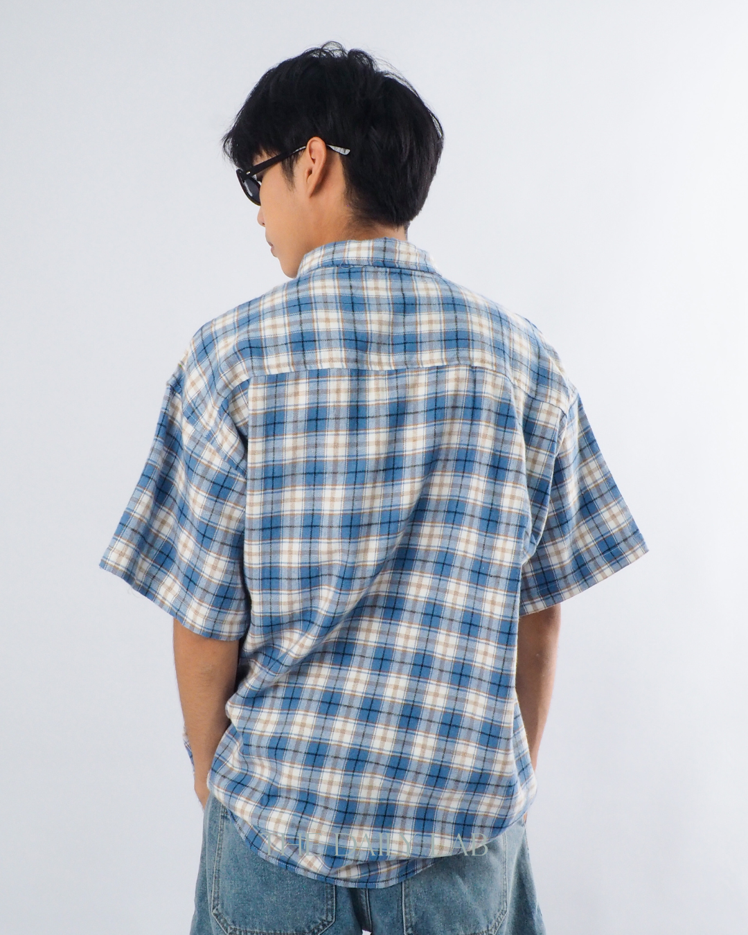 Summer Vintage Plaid Shirt in Blue