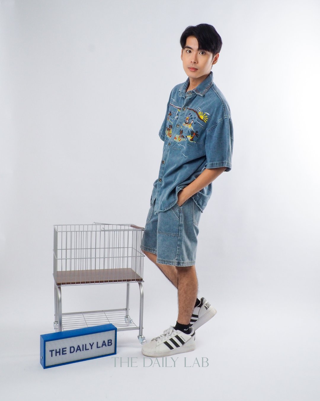 Retro Cartoon Embroidered Denim Shirt