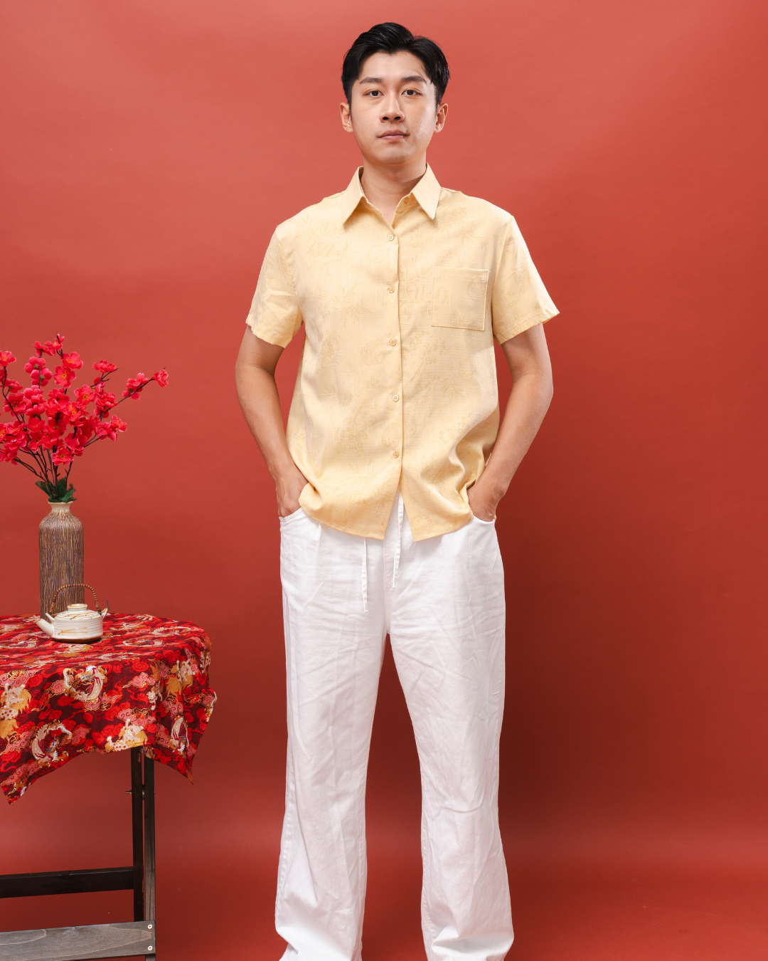 Yellow Collared Button-Up Shirt