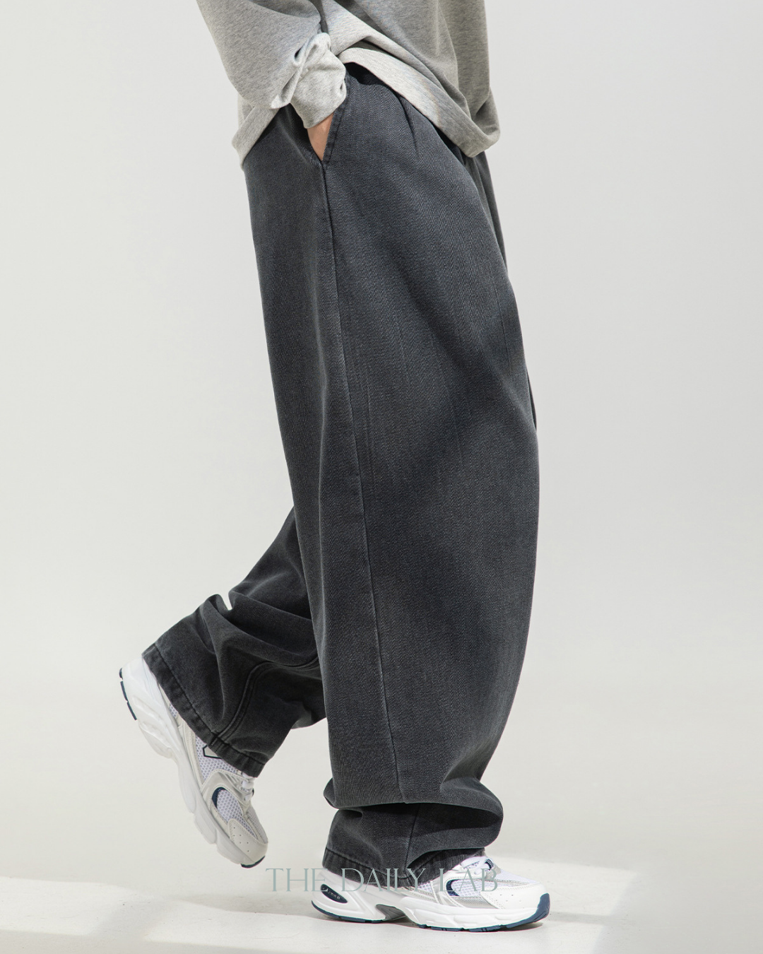 Vintage Fade Baggy Denim in Grey