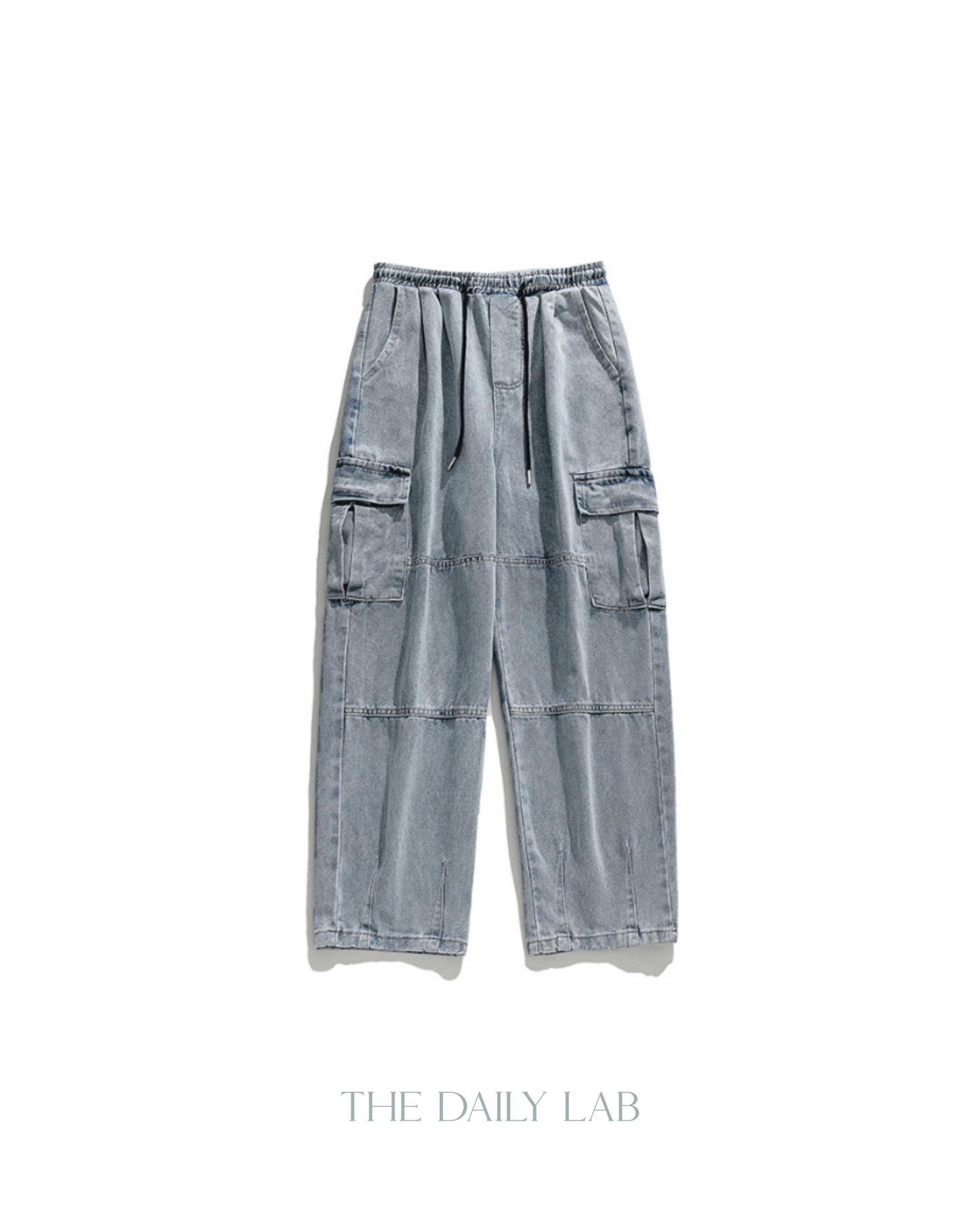 Cargo Pocket Straight-Leg Jeans in Blue