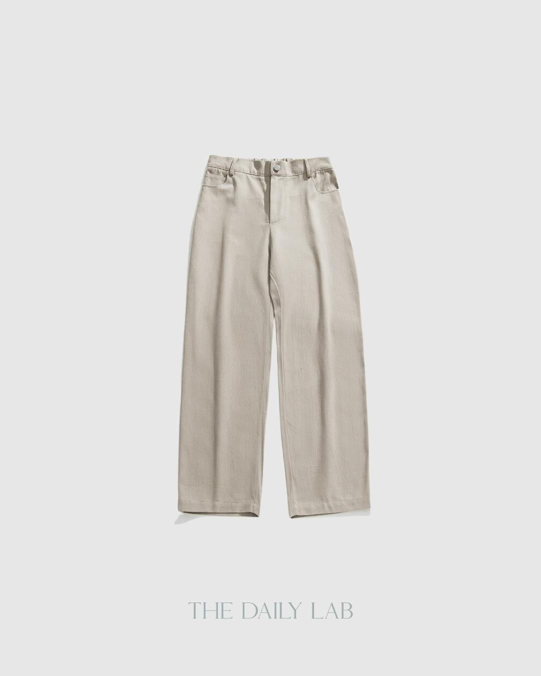 Vintage Cotton Straight Long Pants in Beige