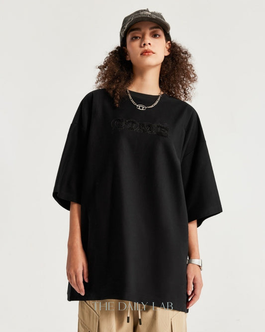 250G No Music Oversized Tee in Black