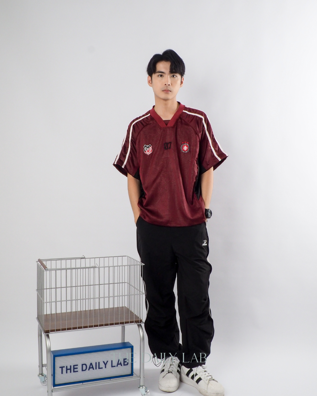 American Vintage Football Tee in Maroon
