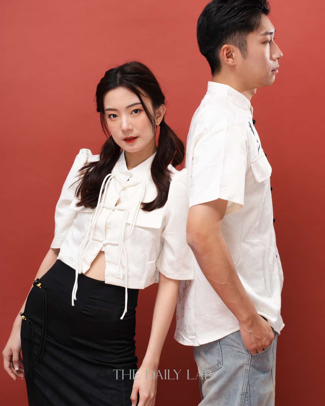 Embroidered Mandarin Collar Tang Shirt