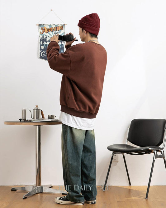 380G Pocketed Long Sleeve Sweater in Dark Brown
