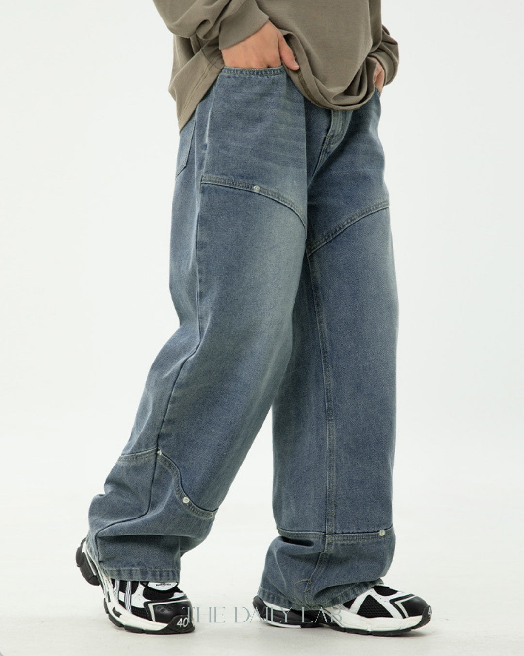 Wide-leg Denim Washed Pants – The Daily Lab