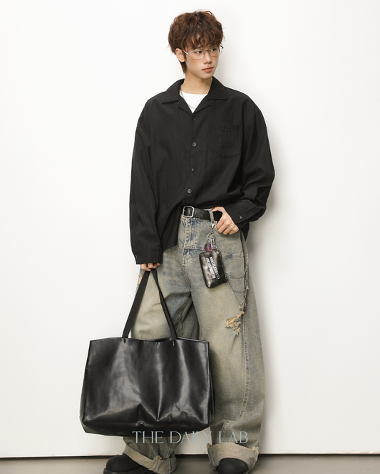 Cuban Linen Shirt in Black