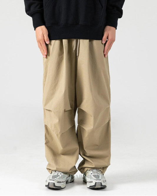 Vintage Loose Fit Casual Long Pants in Khaki