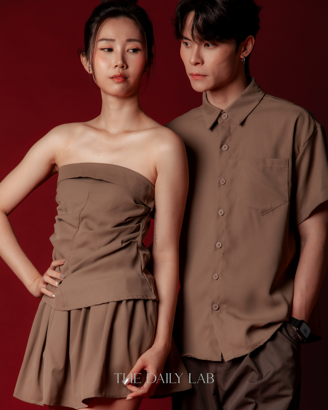 Earth Tone Strapless Top & Skort Two-Piece Set (In-Stock)